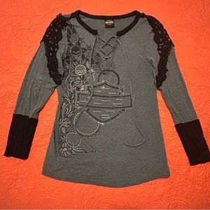 Harley Davidson Motor Clothes Women’s Bling long sleeve top.